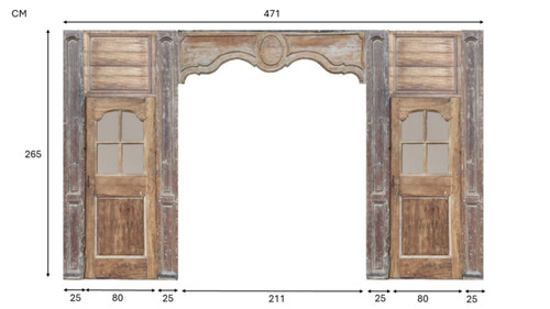 Boiserie D’alcôve Romantique D’époque XVIIIème Portes Vitrées Anciennes 6 Lots