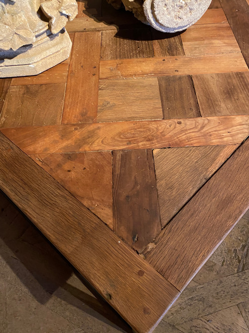 Coffee table (low) with a pretty slab of Versailles parquet dating from the 18th century