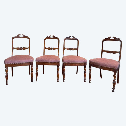 Suite de 4 chaises Napoléon III pieds Jacob en acajou 