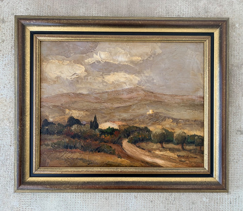 Oil on wood signed Provençal landscape