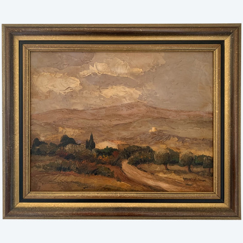 Oil on wood signed Provençal landscape