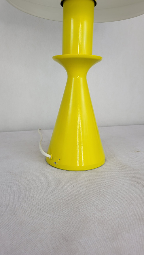 Yellow lacquered metal lamp, 80s design