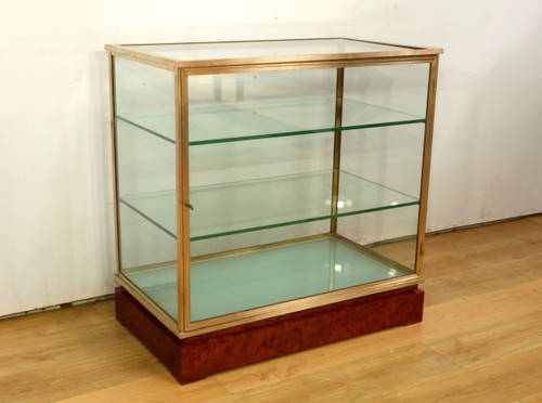 Brass and Elm Display Case - 1950