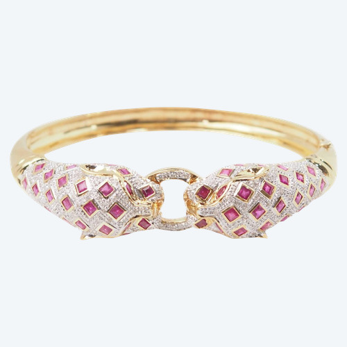 Bracciale Panthère in oro giallo, rubini e diamanti