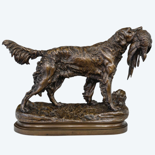 Sculpture - Chien Au Gibier , Jules Moigniez (1835-1894) - Bronze