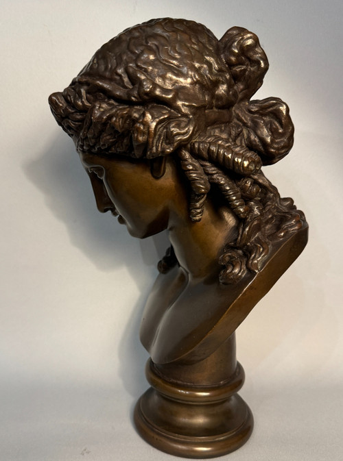 Bronze bust of Ariadne F. Barbedienne (Bacchus, Antinous)