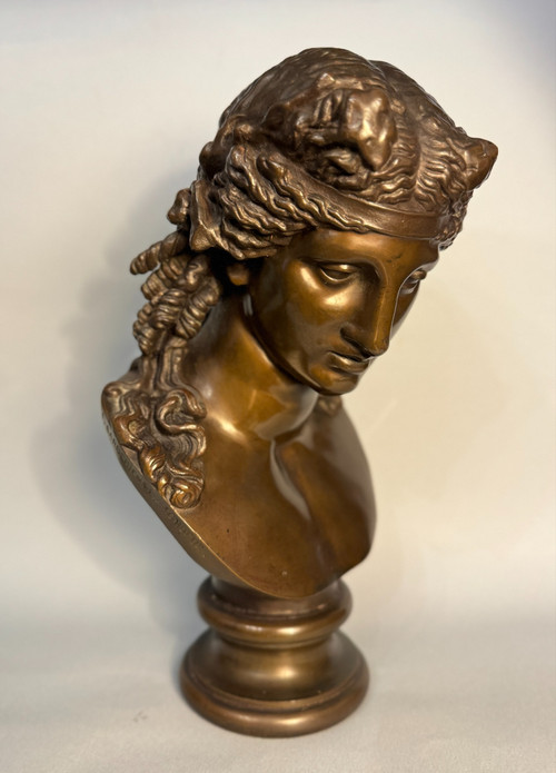 Bronze bust of Ariadne F. Barbedienne (Bacchus, Antinous)