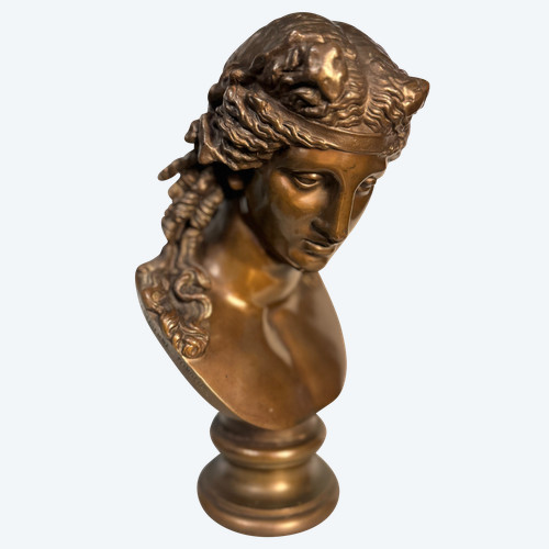 Bronze bust of Ariadne F. Barbedienne (Bacchus, Antinous)