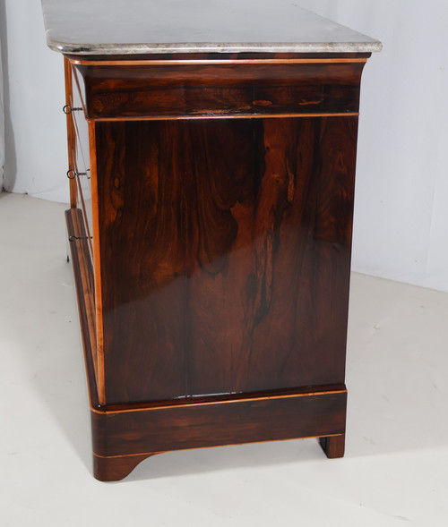 Rosewood and lemonwood chest of drawers, Charles X period