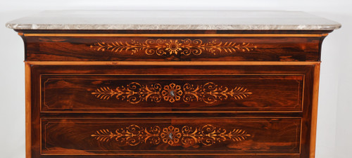 Rosewood and lemonwood chest of drawers, Charles X period