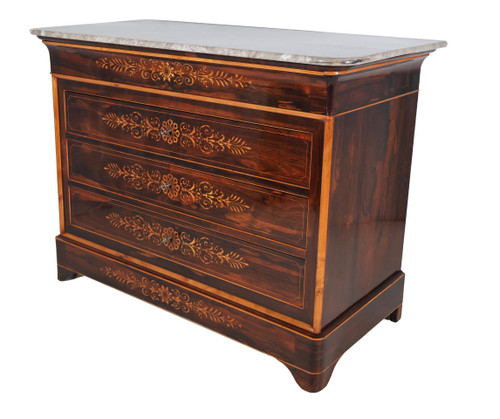 Rosewood and lemonwood chest of drawers, Charles X period