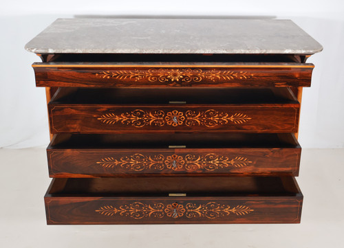 Rosewood and lemonwood chest of drawers, Charles X period