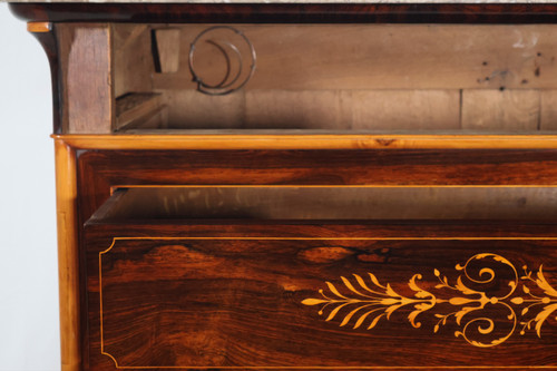 Rosewood and lemonwood chest of drawers, Charles X period