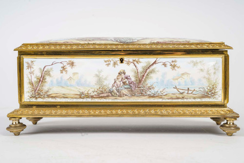 An enamel and gilded bronze box, 19th century