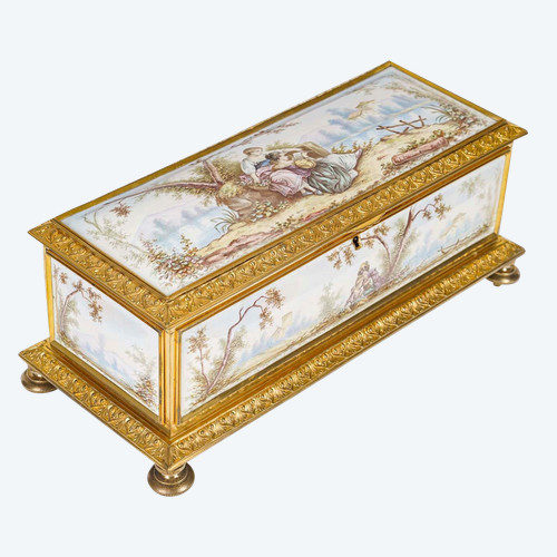 An enamel and gilded bronze box, 19th century