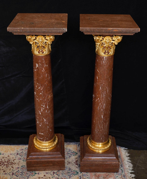 Important pair of columns with pair of candelabra, Napoleon III period