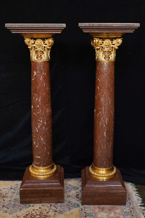 Important pair of columns with pair of candelabra, Napoleon III period