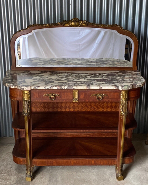 Napoleon III 19th century dining room, Louis XVI style marquetry and bronze