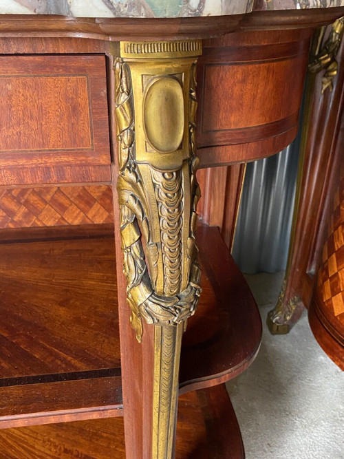 Napoleon III 19th century dining room, Louis XVI style marquetry and bronze