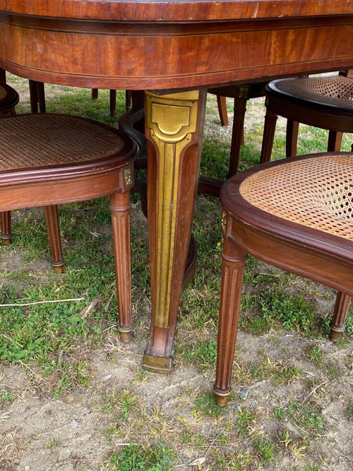 Napoleon III 19th century dining room, Louis XVI style marquetry and bronze