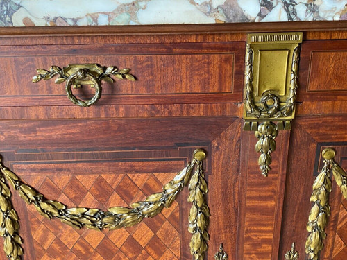 Napoleon III 19th century dining room, Louis XVI style marquetry and bronze