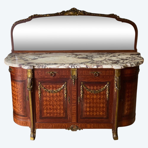 Napoleon III 19th century dining room, Louis XVI style marquetry and bronze