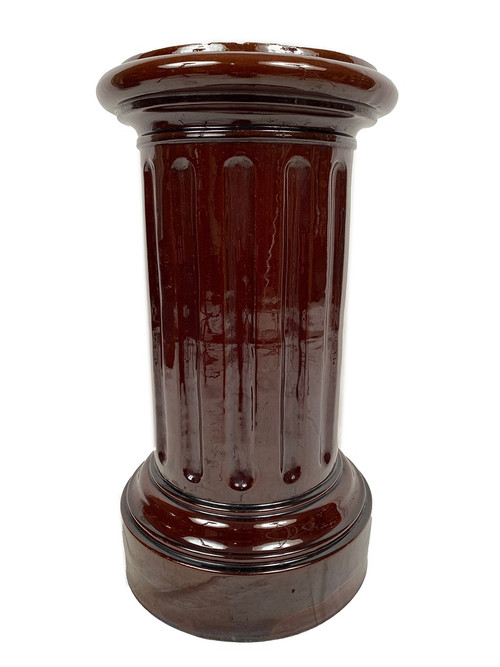 Complete in brown-toned enamelled ceramic, planter on its column