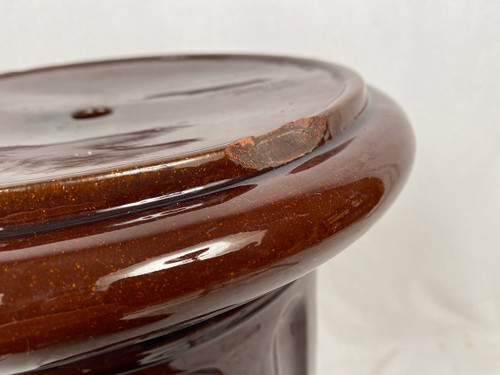 Complete in brown-toned enamelled ceramic, planter on its column