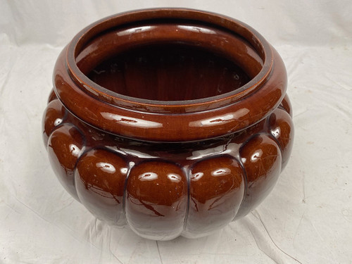 Complete in brown-toned enamelled ceramic, planter on its column