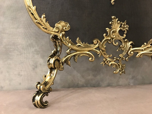 Antique bronze fireplace screen from the 19th century