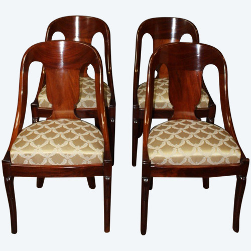 Set of Four 19th Century Mahogany Gondola Chairs