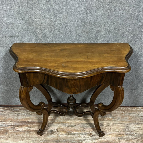 Napoleon III period curved console in mahogany circa 1850