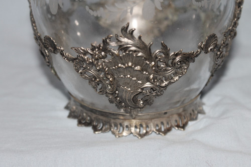 Louis XV style engraved glass ewer, 19th century