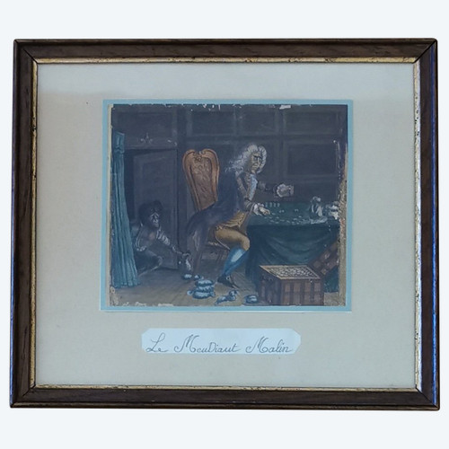 The Clever Beggar Watercolor Gouache 19th Century