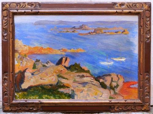 Attributed to Eugène Alfred DELÂTRE, Landscape at Bréhat