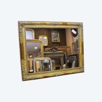 Miroir Ancien Rectangle Patine Et Or 78 X 96