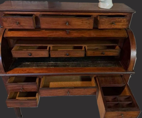 Mahogany Quill Cylinder Desk - Directoire Style - Mid 19th Century