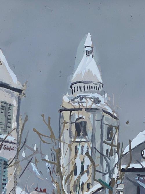 Maurice Utrillo process Saint-Pierre church in Montmartre under the snow