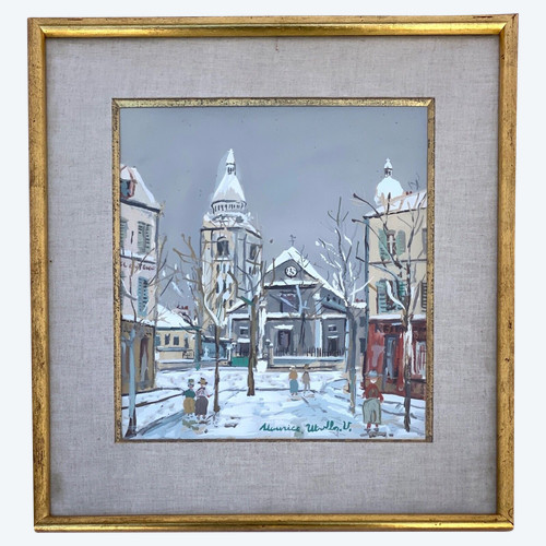 Maurice Utrillo process Saint-Pierre church in Montmartre under the snow