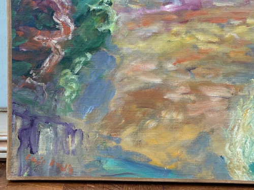 Oil on canvas David Arun signature to identify impressionist landscape