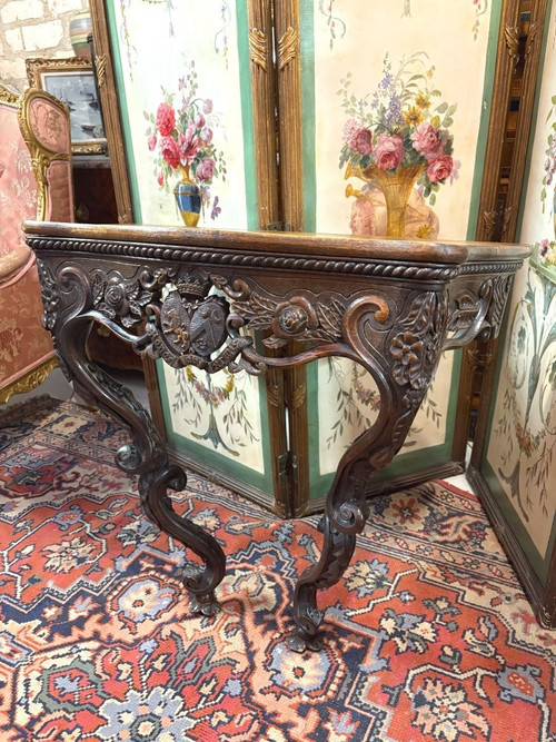 LOUIS XV STYLE OAK CONSOLE