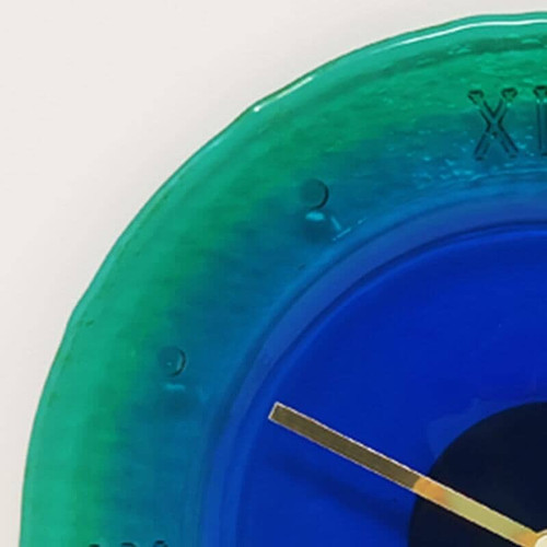 Horloge murale des années 1960 en verre de Murano par "Cà Dei Vetrai". Fabriquée en Italie