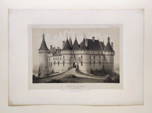 Chaumont Castle Lithograph By Victor Petit 19th C Old Print