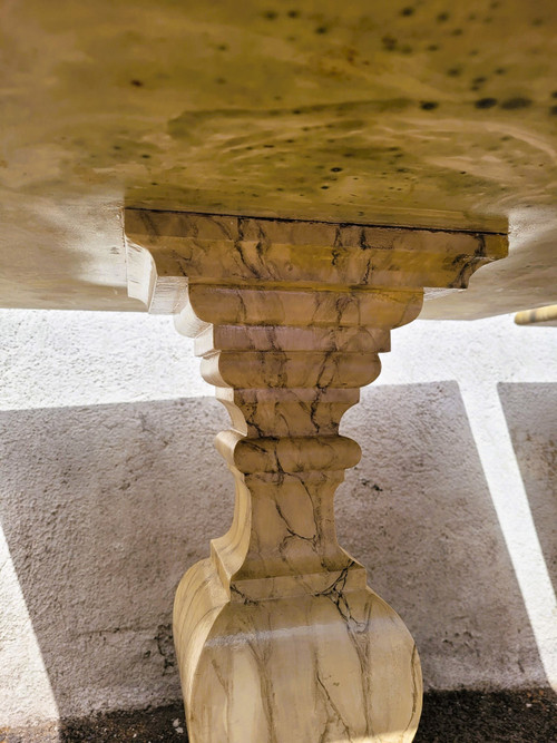 2 Tables Ou Bouts De Canapé Peintes Faux-marbre, XXth Century