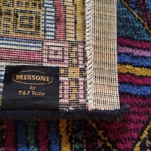 1980s Gorgeous Geometric Italian Woolen Rug by Missoni for T&J Vestor