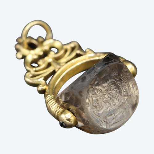 18th-19th century Gold and Rock Crystal Armorial Seal Pendant