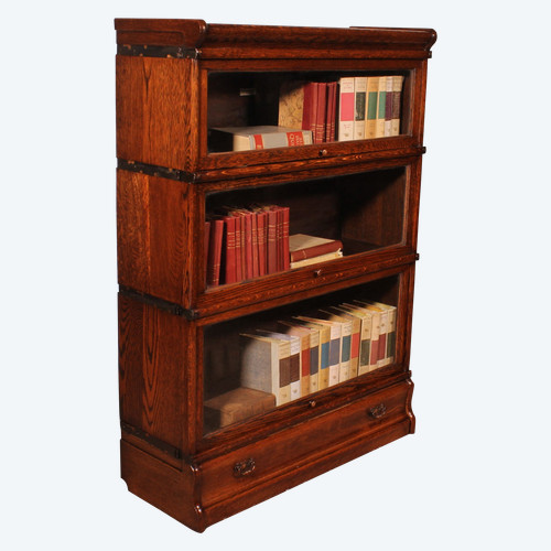 Globe Wernicke Bookcase In Oak Of 3 Elements With A Drawer