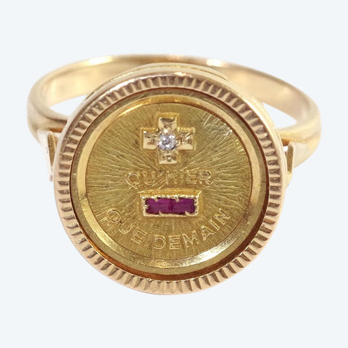 Vintage Augis ring in 18k gold, Augis love medal, Vintage ring, gold ring, more than yesterday