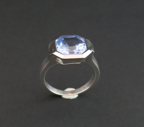 Art Deco Silver Ring Set With A Synthetic Blue Spinel