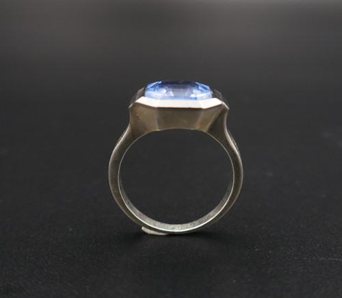 Art Deco Silver Ring Set With A Synthetic Blue Spinel